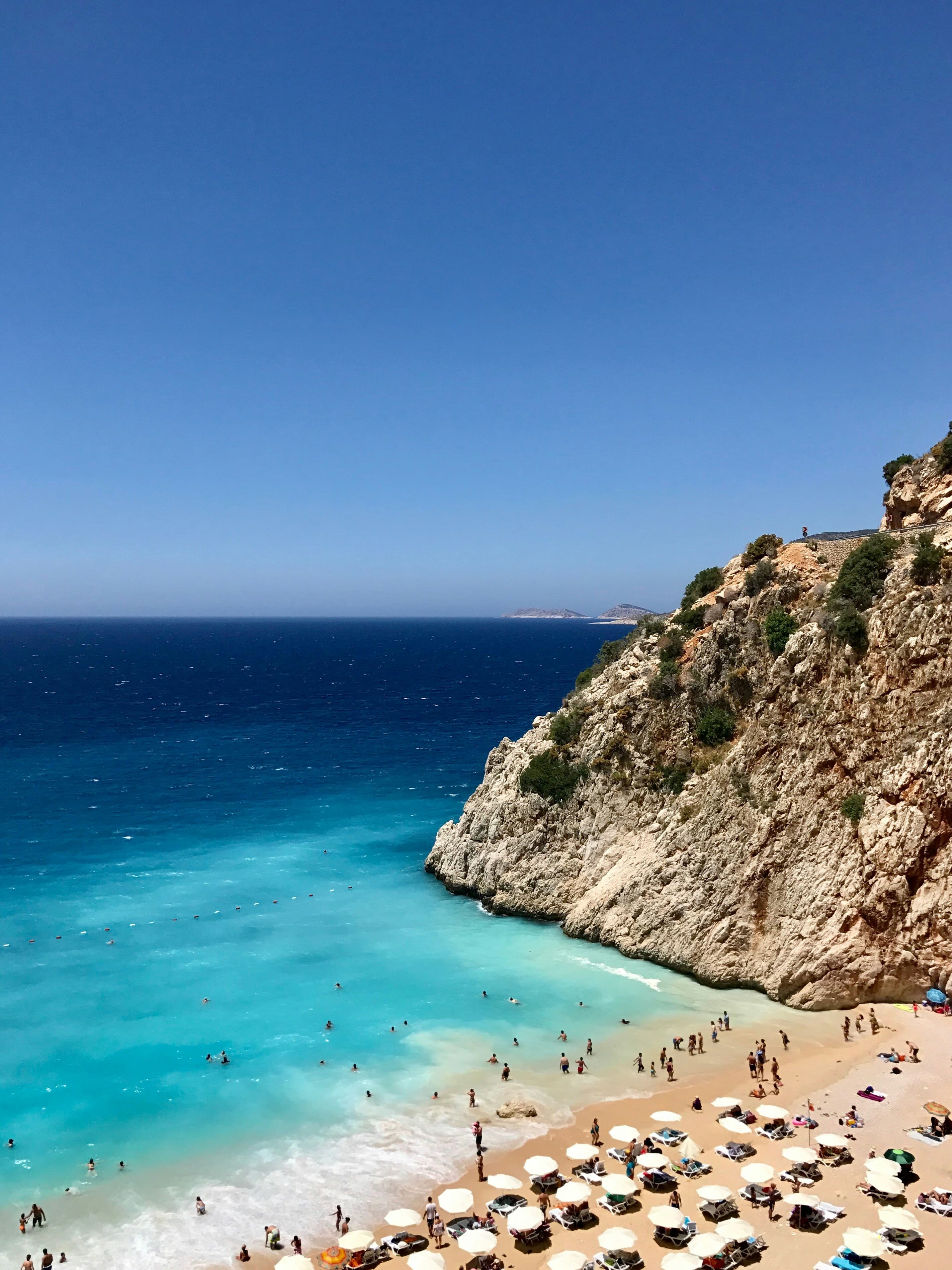 Turquoise Aegean coastline from above